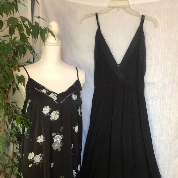 Young Usa Dresses & Skirts - MOSSIMO & YOUNG USA size L black crinkle & floral maxi sun summer dresses